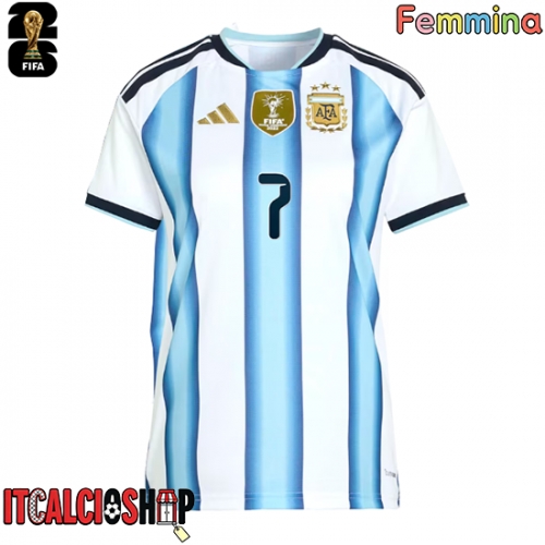 Argentina Rodrigo De Paul #7 Prima Maglia Femmina Mondiali 2026 Manica Corta